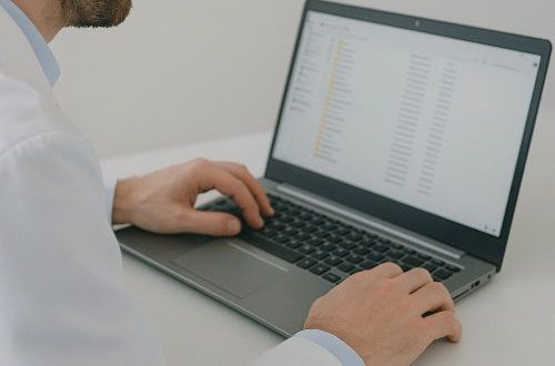 Recovered files being checked on a laptop